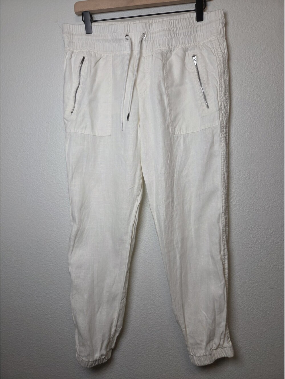 ATHLETA  Cabo Linen Jogger In Calla White Size 10P Womens
